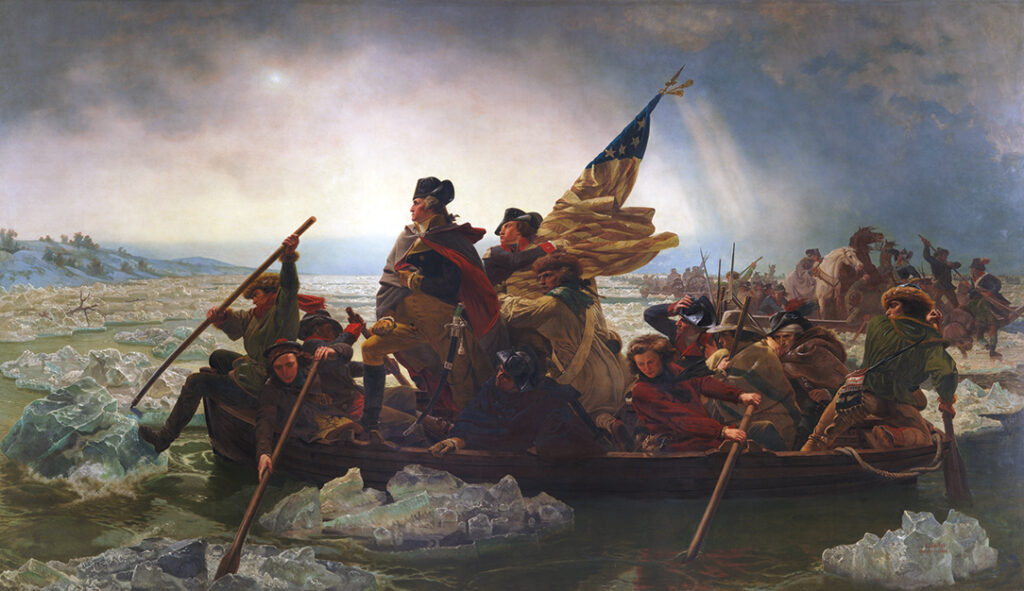 Painting of General George Washington crossing the Delaware.