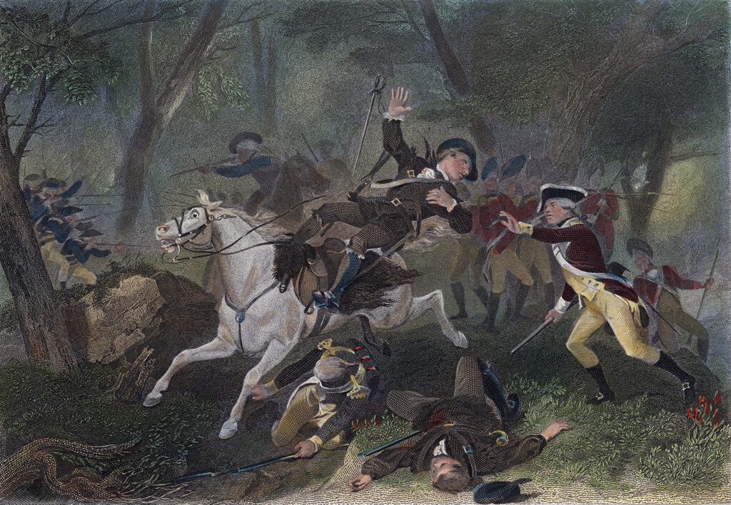 Painting showing Ferguson's death at Kings mountain.