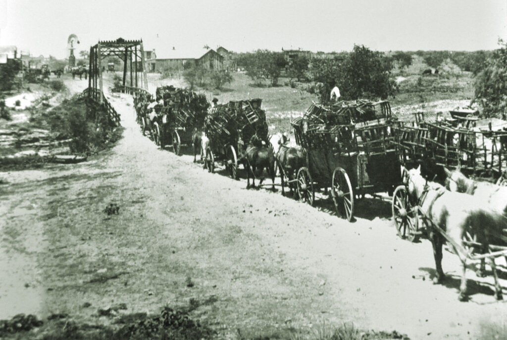 Wagons loaded with chairs