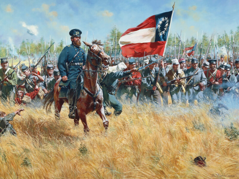 Jackson leads troops on horseback