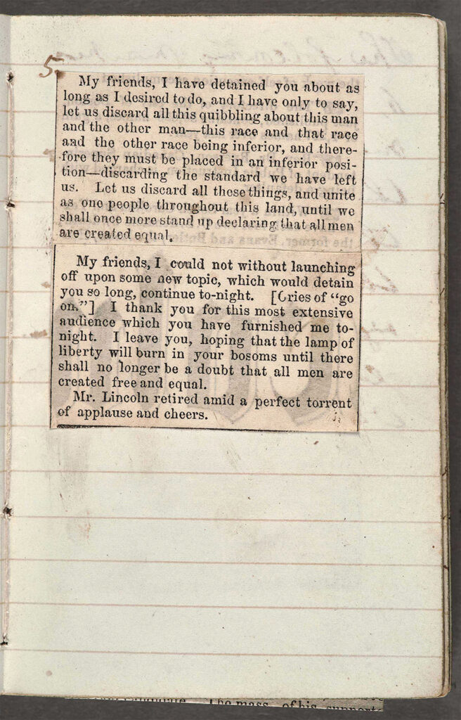 Abraham Lincoln clipping from his notebook.