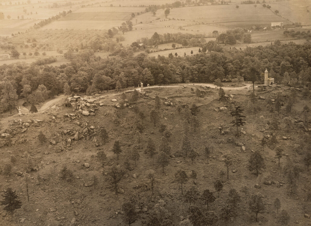 Aerial photo of Little Round Top