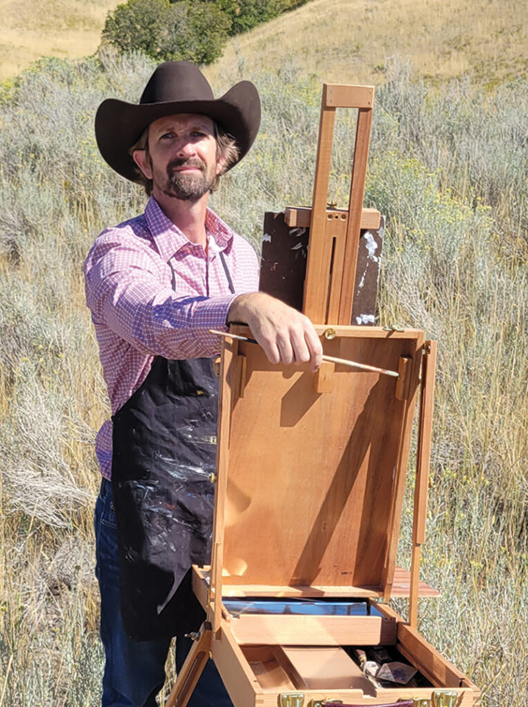 Rick Kennington painting outdoors with easel