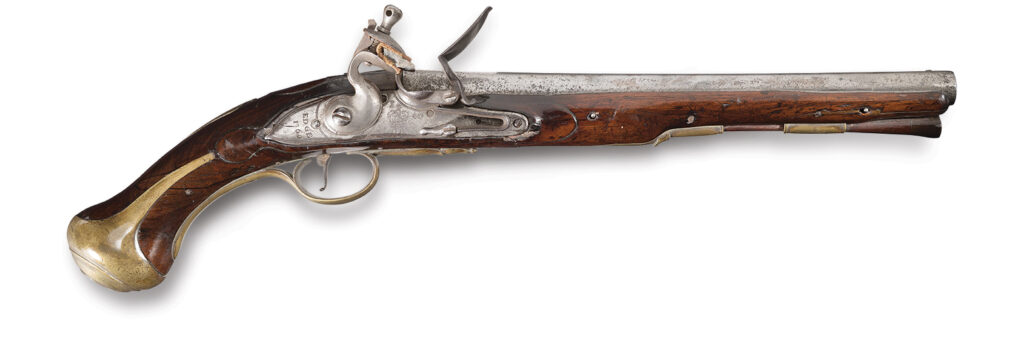 A photo of a British heavy dragoon flintlock pistol.