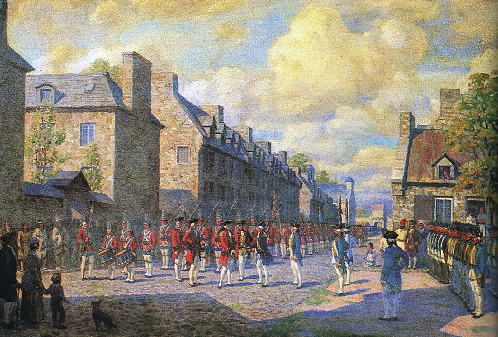 Painting of Governor General Vaudreuil surrendering Montreal to the British.