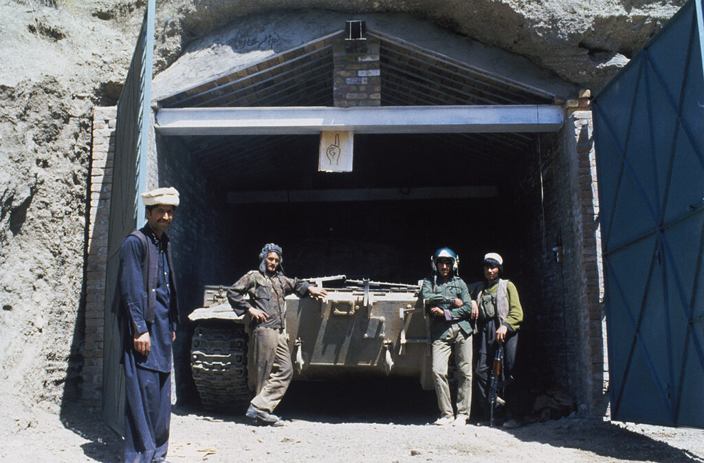 Photo of the Jawer base, the main garage has a capacity for two tanks, Paktia province on May 31, 1985 in Afghanistan.