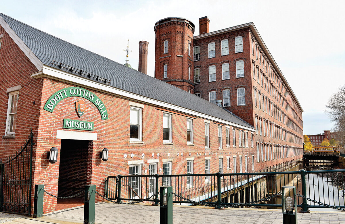 Photo of a general view of The Boott Cotton Mill Museum in the former textile manufacturing town of Lowell on the Merrimack River as part of the Lowell National Historical Park and the National Park Service on November 5, 2014 in Lowell, Massachuetts.