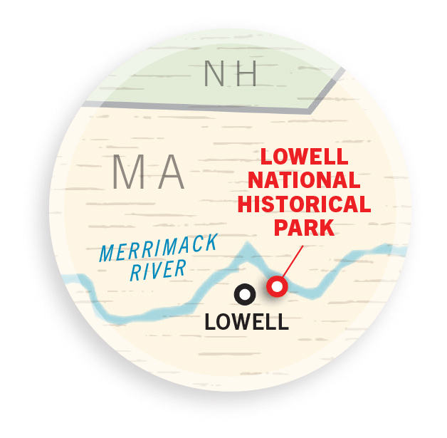 Map showing thelacation of Lowell National Historical Park