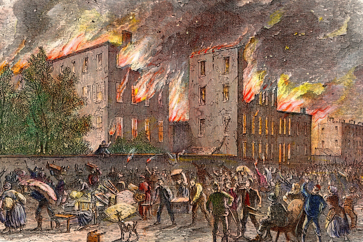 Colored Orphan Asylum burns during New York draft riots