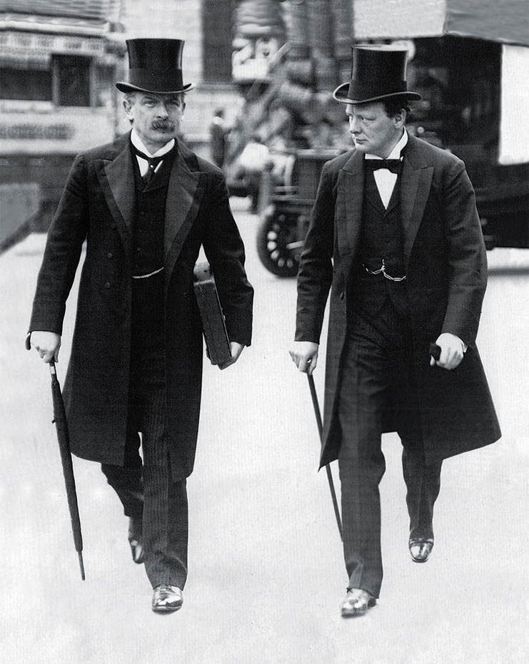 Photo of Lloyd George with Churchill, London.