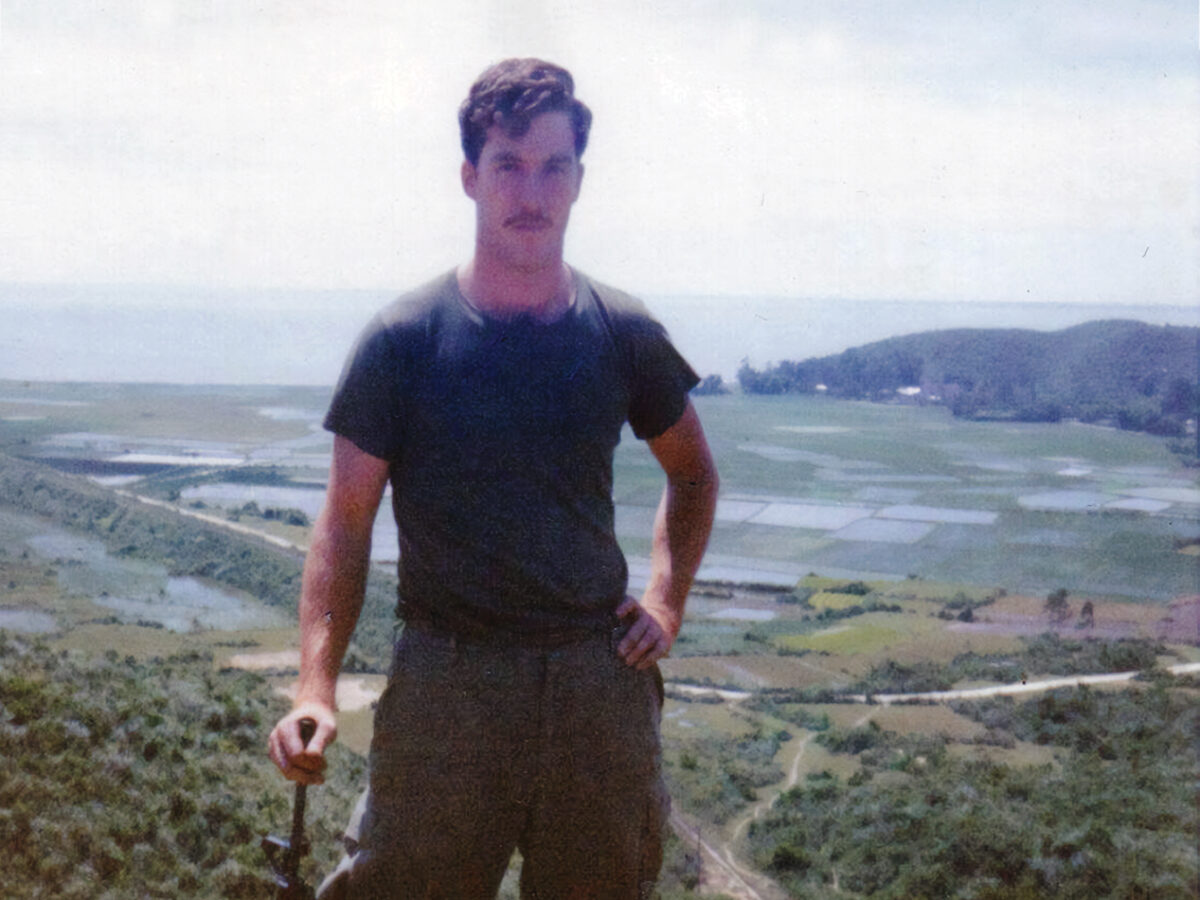 Photo of James Vaughn, shown here at the Hai Van Pass in Vietnam, got into a sticky situation in search of a shower during the war.