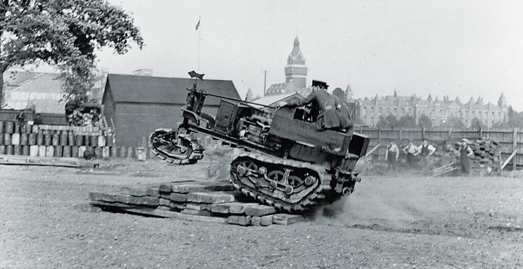 Photo of a Killen-Strait armored tractor undergoing testing.