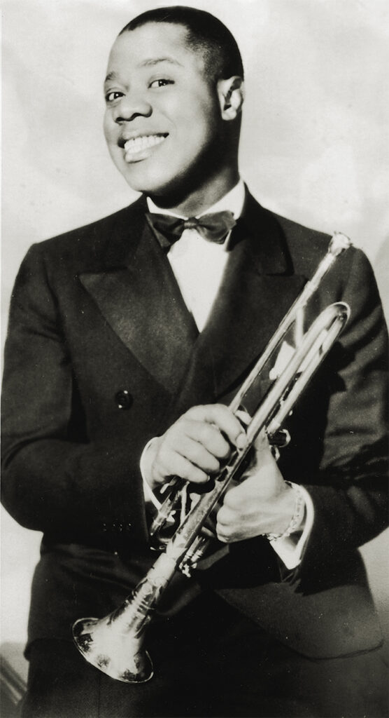 Portrait of jazz musician and actor Louis Armstrong.