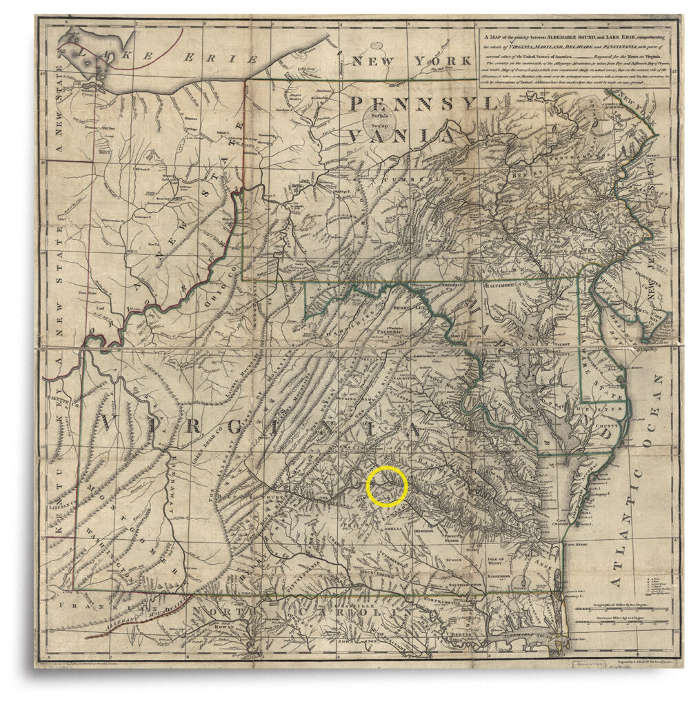 A map of Virginia, Pennsylvania, Maryland, and Delaware was first published in 1787.