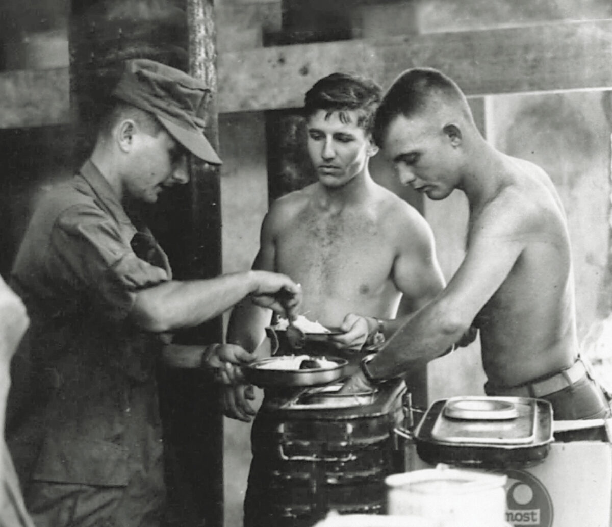 Photo of U.S. Marines in the chow line.