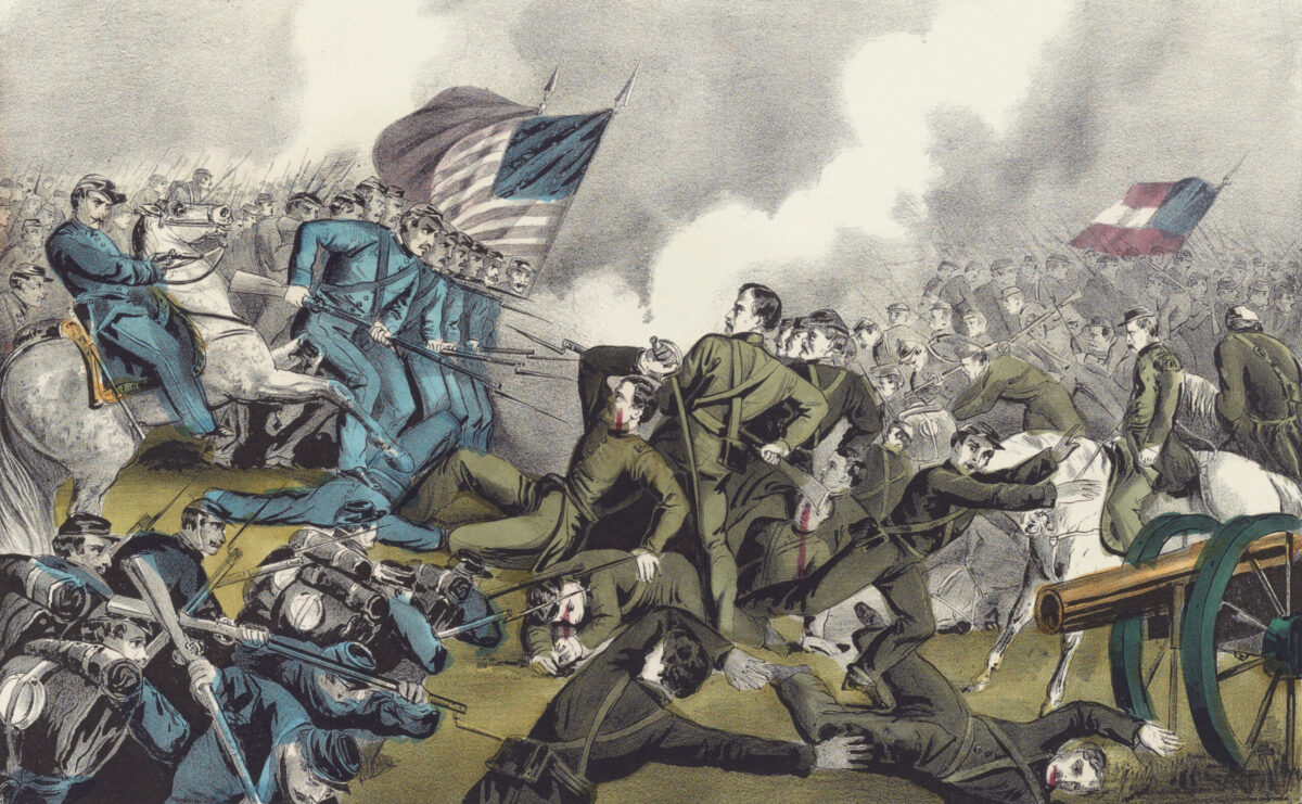 Lithograph of fighting at Antietam