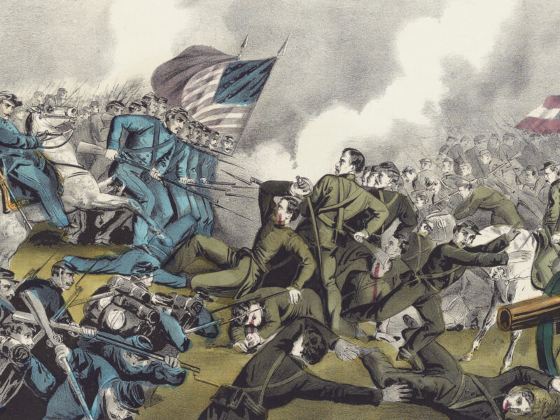 Lithograph of fighting at Antietam