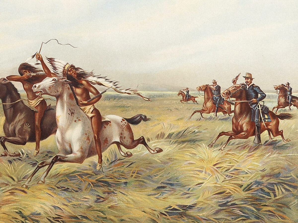 U.S. cavalry pursuing Indians on horseback