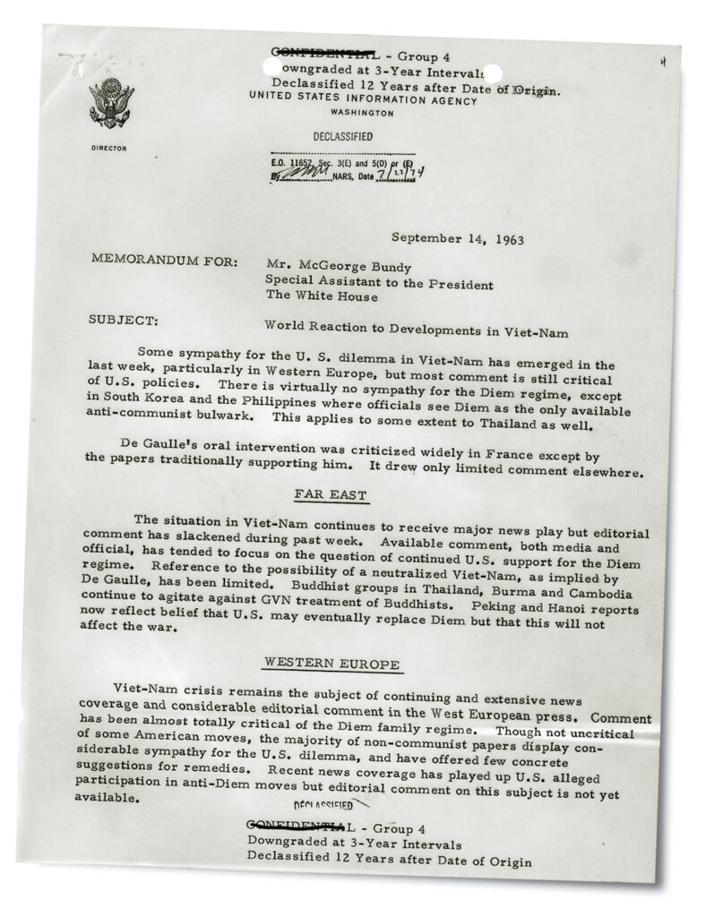 Photo of a formerly classified analysis of media coverage on the Vietnam War was prepared by famed journalist and war correspondent Edward R. Murrow for U.S.