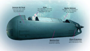 Illustration of a Mark VII Mod 2 SDV, with labels.