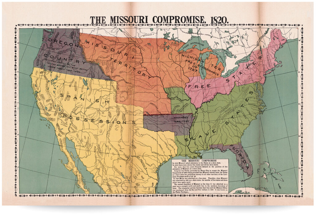 Map showing the 1820 Missouri Compromise.
