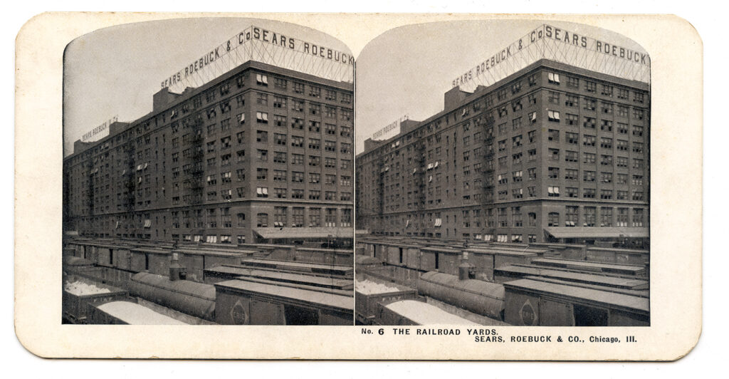 Stereographic view of the railroad yards, Sears, Roebuck & Co.