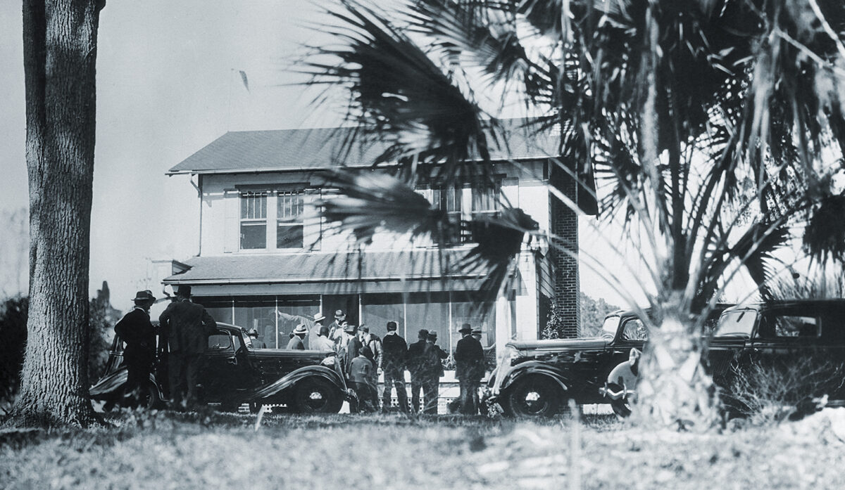 Photo of the bungalow of Fred and Ma Barker where both were slain after a four hour gun battle with the F.B.I.