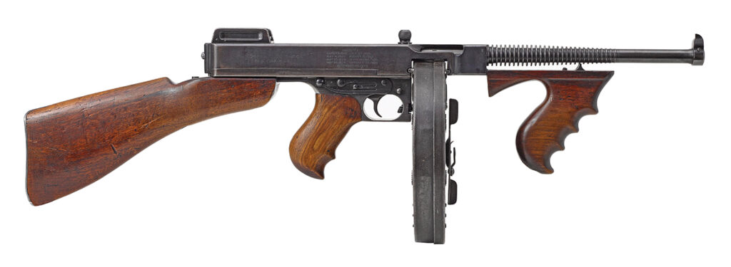 Photo of Centrefire self-loading submachine gun, "Tommy Gun" .