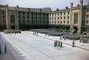 Photo depicts West Point Military Academy in New York. Cadets Standing in Formation at West Point Academy