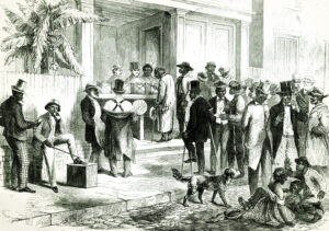 freedmen line up to vote in New Orleans