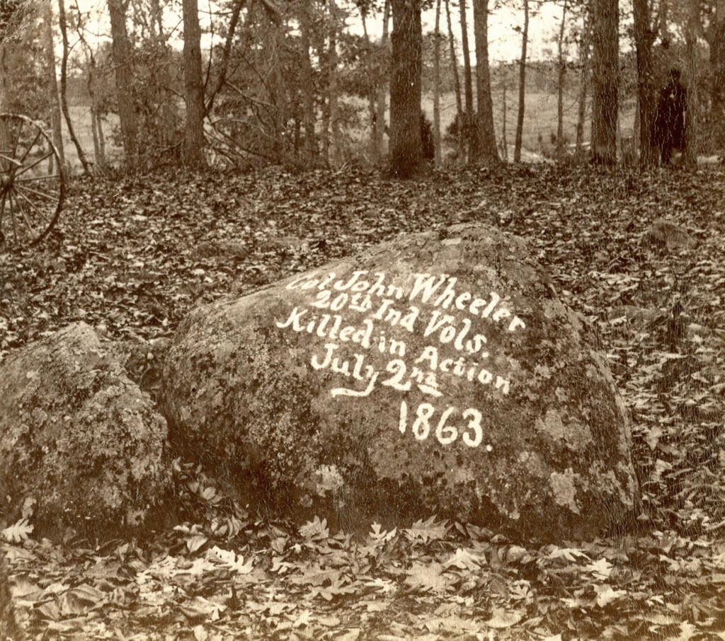 boulder where Colonel John Wheeler was killed, Gettysburg