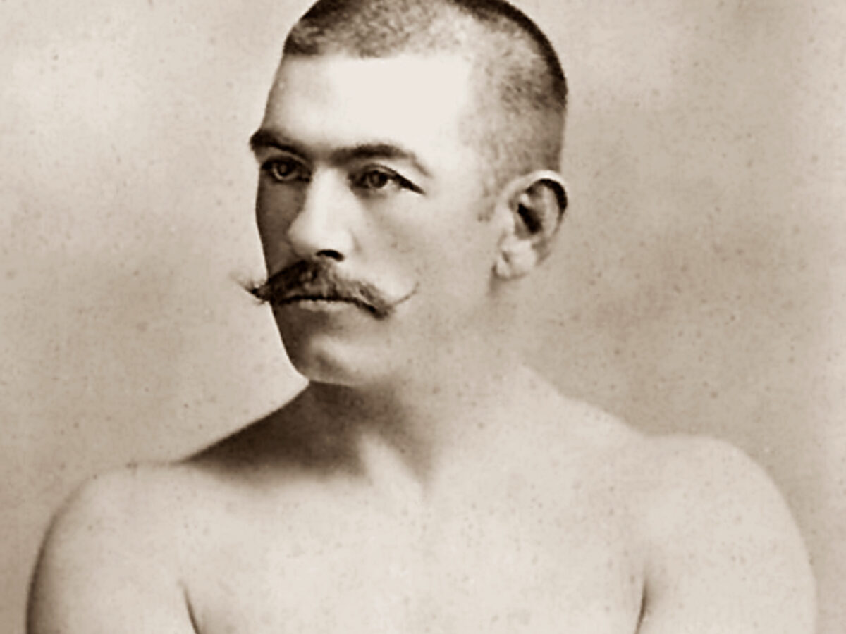 Photo of John Lawrence Sullivan, also known as the Boston Strong Boy, in his prime. He was recognized as the first heavyweight champion of gloved boxing from February 7, 1882 to 1892, and is generally recognized as the last heavyweight champion of bare-knuckle boxing under the London Prize Ring rules
