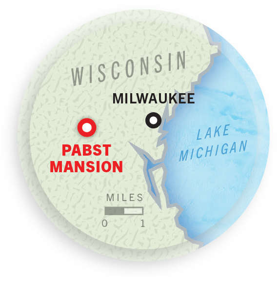 Map showing the location of the Pabst Mansion.