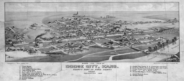 Dodge City, Kan., shown here in 1882, was a rambunctious cow town when stage performer Dora Hand hit the scene. She would never leave. (Kansas State Historical Society)