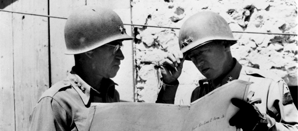 Omar Bradley and George S. Patton. National Archives