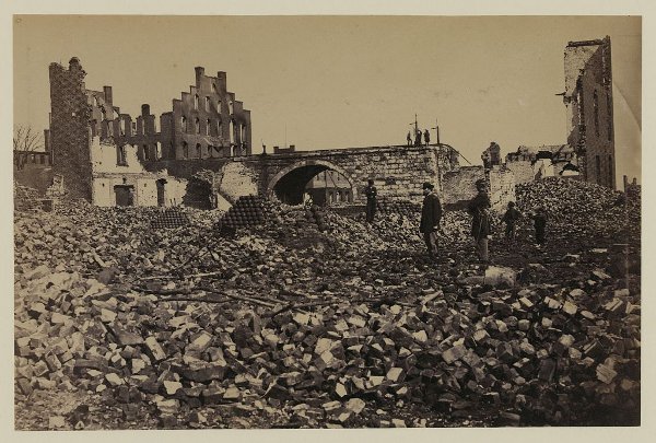 Richmond, Va., lies in ruins at the end of the Civil War, April 1865. [Library of Congress]