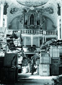 In April 1945, U.S. troops from the Third Army found a massive trove of looted art stored by the Nazis in a church in the town of Ellingen (Photo: National Archives).
