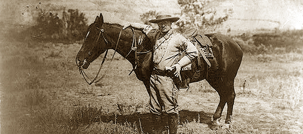 Roosevelt, saddled up here in 1910, had ventured west to Dakota Territory a quarter century earlier to write, raise cattle and grieve the loss of his mother and young wife. (Library of Congress)