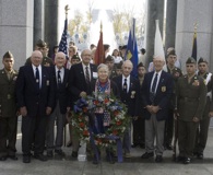 Surviving members of the Doolittle Raiders flanked by members of the Young Marines at a wreath-laying ceremony. Courtesy AVC.