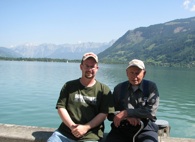 Chad Weisensel with Bill Wingett, an Easy Co. veteran, at Lake Zell Am See.