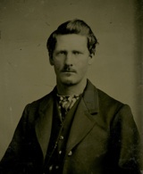 This portrait, dated around 1869–71, was taken during the time of his marriage to Urilla Sutherland, whose death in 1870 kicked off a self-destructive period in Earp’s life. Courtesy Craig Fouts Collection.