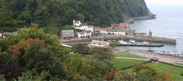 The tiny harbor of Lynmouth curls around the estuary of the River Lyn.