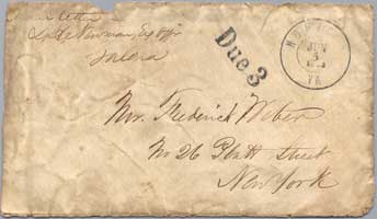 Letter Envelope from James Weber to Parents. Courtesy of the National Civil War Museum.