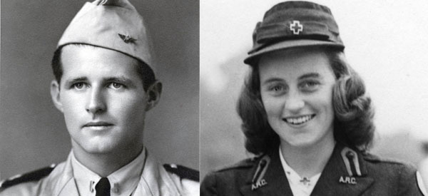 Left: Joseph P. Kennedy, Jr., USN, 1942; Right: Kathleen Kennedy, American Red Cross, 1943. (Photos: John F. Kennedy Presidential Library and Museum).