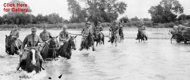 Black Jack Pershing and his men ford a river in Mexico in 1916 during their hunt for Pancho Villa (National Archives).