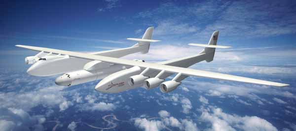 The humongous Allen-Rutan project has lofty aims: outer space. (Stratolaunch Systems)