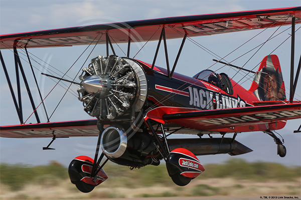 The jet-assisted Waco will soar at air shows this summer. 2013 Link Snacks Inc.