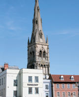 Behind the market square looms the tower of St. Mary Magdalene Church. Built in 1227, its spire is ranked among the finest in the country.  