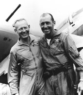 Major Bernard Fisher's (left) risky A-1E rescue of Major Dafford Myers (right) at the A Shau camp on March 10, 1966, earned him the Medal of Honor. (Courtesy of the National Museum of the U.S. Air Force)