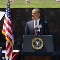 President Barack Obama delivered the keynote remarks at the Memorial Day Observance at The Wall on May 28, 2012. (Photo by Jim Greenhill)